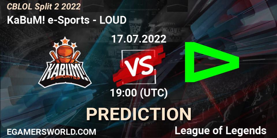 KaBuM! e-Sports contre LOUD : prédiction de match. 17.07.2022 at 19:00. LoL, CBLOL Split 2 2022