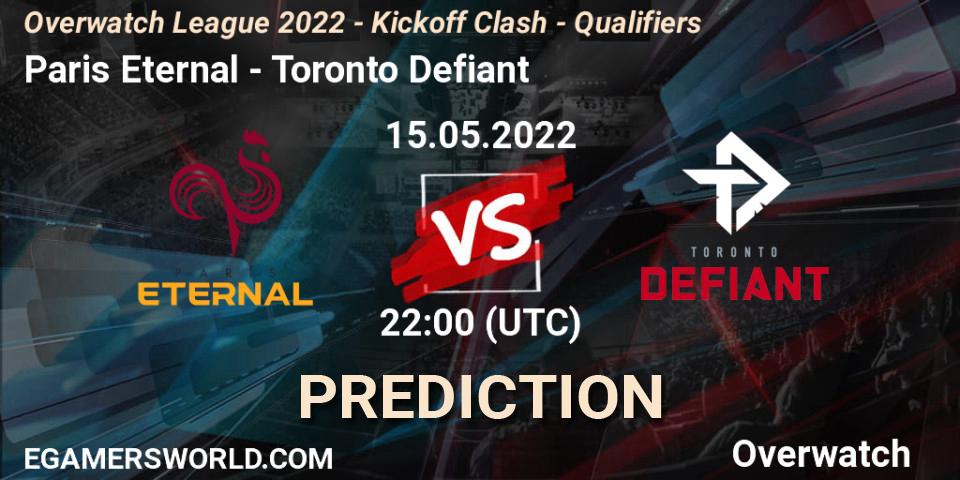 Paris Eternal contre Toronto Defiant : prédiction de match. 15.05.2022 at 22:30. Overwatch, Overwatch League 2022 - Kickoff Clash - Qualifiers