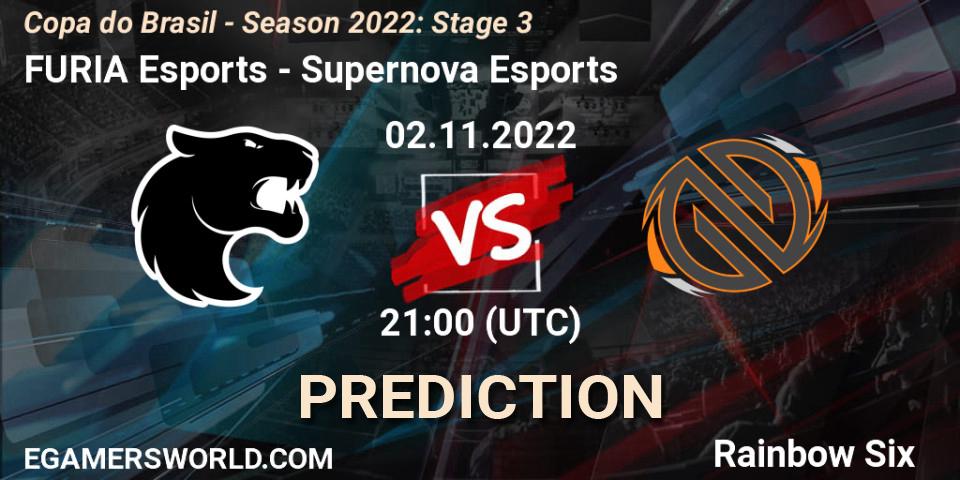 FURIA Esports contre Supernova Esports : prédiction de match. 02.11.2022 at 21:00. Rainbow Six, Copa do Brasil - Season 2022: Stage 3
