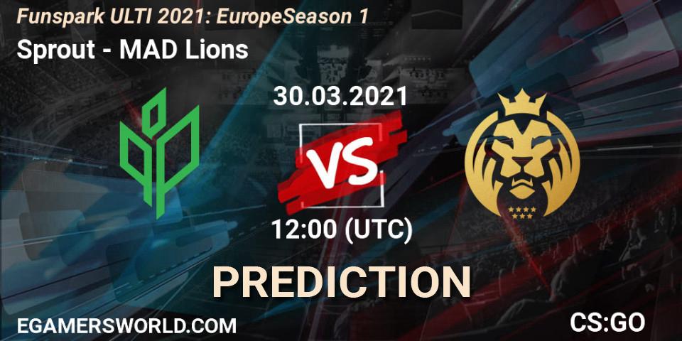 Sprout contre MAD Lions : prédiction de match. 30.03.2021 at 12:00. Counter-Strike (CS2), Funspark ULTI 2021: Europe Season 1