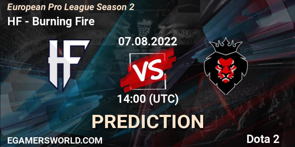 HF contre Burning Fire : prédiction de match. 07.08.22. Dota 2, European Pro League Season 2