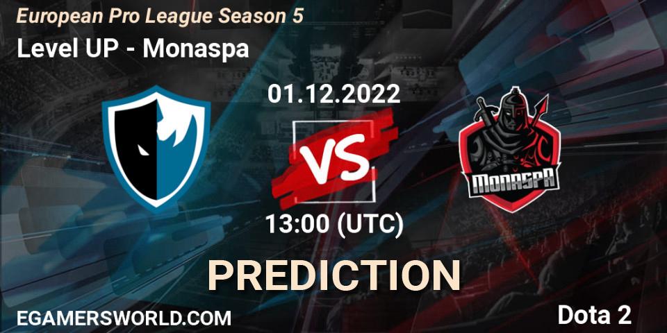 Level UP contre Monaspa : prédiction de match. 01.12.22. Dota 2, European Pro League Season 5
