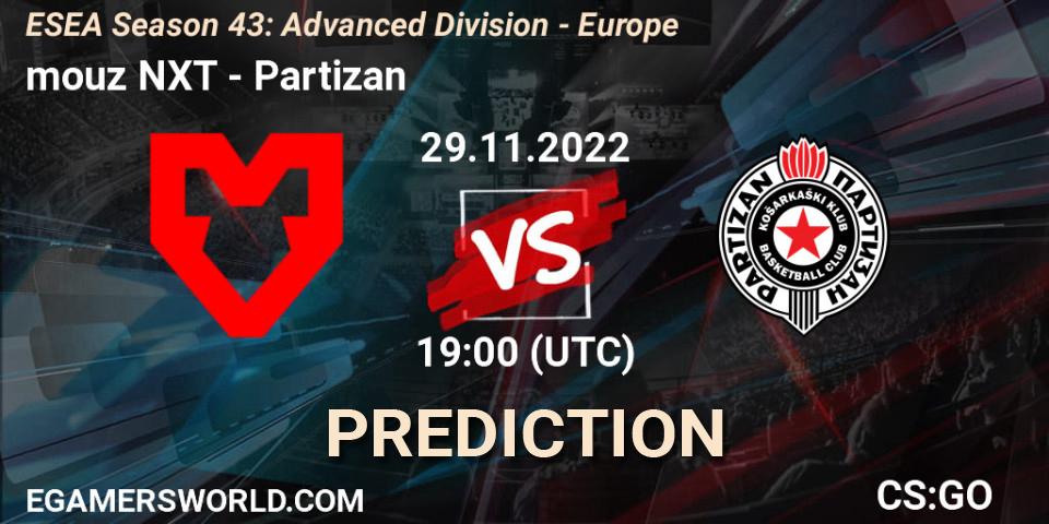 mouz NXT contre Partizan : prédiction de match. 29.11.22. CS2 (CS:GO), ESEA Season 43: Advanced Division - Europe