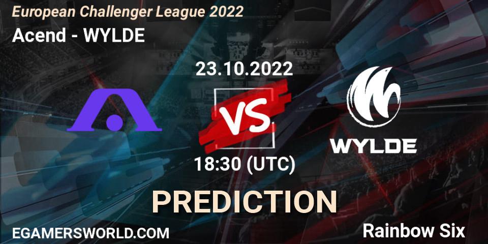 Acend contre WYLDE : prédiction de match. 23.10.2022 at 18:30. Rainbow Six, European Challenger League 2022
