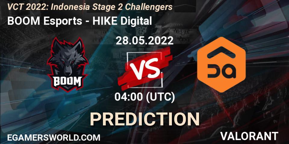 BOOM Esports contre HIKE Digital : prédiction de match. 28.05.2022 at 04:00. VALORANT, VCT 2022: Indonesia Stage 2 Challengers