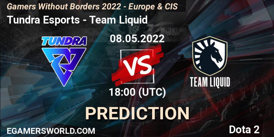 Tundra Esports contre Team Liquid : prédiction de match. 08.05.2022 at 17:55. Dota 2, Gamers Without Borders 2022 - Europe & CIS
