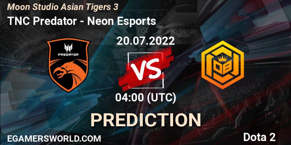 TNC Predator contre Neon Esports : prédiction de match. 20.07.2022 at 04:00. Dota 2, Moon Studio Asian Tigers 3