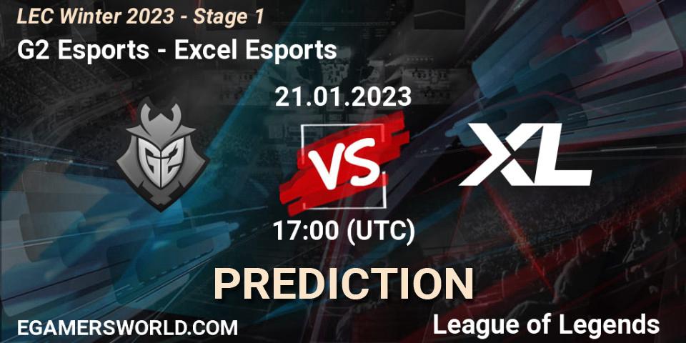 G2 Esports contre Excel Esports : prédiction de match. 21.01.23. LoL, LEC Winter 2023 - Stage 1