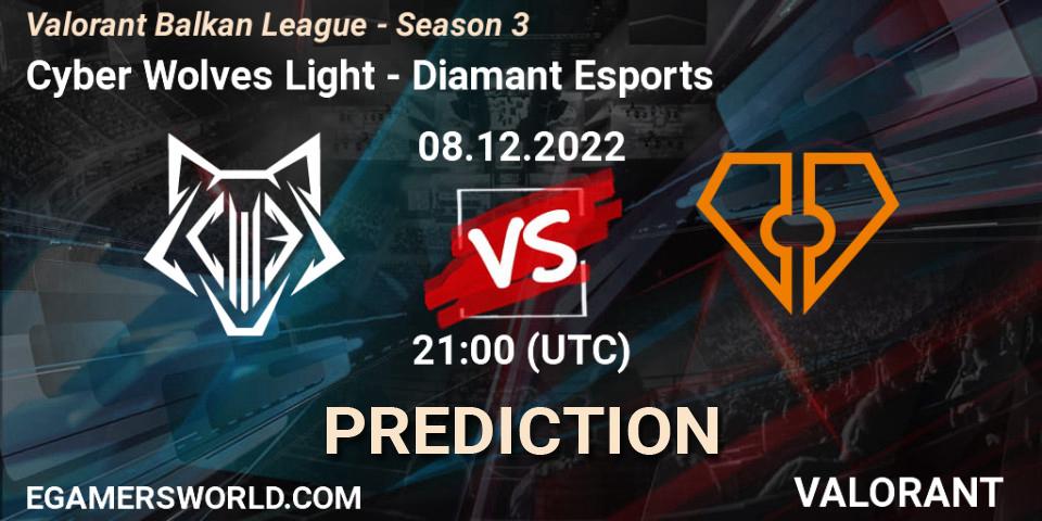 Cyber Wolves Light contre Diamant Esports : prédiction de match. 08.12.22. VALORANT, Valorant Balkan League - Season 3