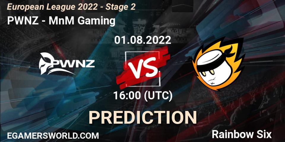 PWNZ contre MnM Gaming : prédiction de match. 01.08.2022 at 17:15. Rainbow Six, European League 2022 - Stage 2