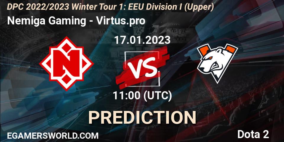 Nemiga Gaming contre Virtus.pro : prédiction de match. 17.01.23. Dota 2, DPC 2022/2023 Winter Tour 1: EEU Division I (Upper)