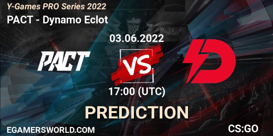 PACT contre Dynamo Eclot : prédiction de match. 03.06.2022 at 17:00. Counter-Strike (CS2), Y-Games PRO Series 2022