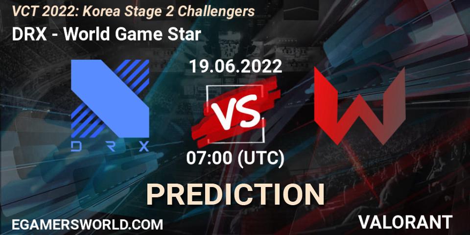 DRX contre World Game Star : prédiction de match. 19.06.22. VALORANT, VCT 2022: Korea Stage 2 Challengers