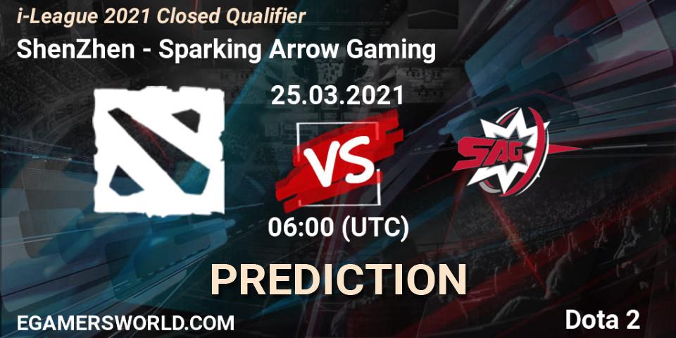 ShenZhen contre Sparking Arrow Gaming : prédiction de match. 25.03.2021 at 06:03. Dota 2, i-League 2021 Closed Qualifier