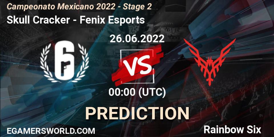 Skull Cracker contre Fenix Esports : prédiction de match. 26.06.2022 at 00:00. Rainbow Six, Campeonato Mexicano 2022 - Stage 2