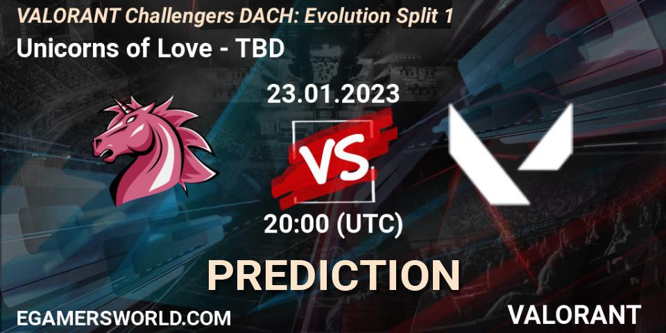 Unicorns of Love contre TBD : prédiction de match. 23.01.23. VALORANT, VALORANT Challengers 2023 DACH: Evolution Split 1