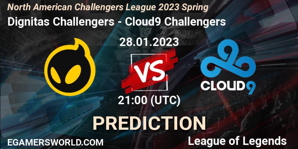Dignitas Challengers contre Cloud9 Challengers : prédiction de match. 28.01.23. LoL, NACL 2023 Spring - Group Stage
