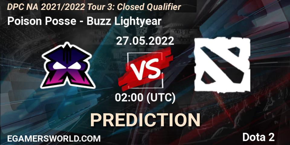 Poison Posse contre Buzz Lightyear : prédiction de match. 27.05.2022 at 02:00. Dota 2, DPC NA 2021/2022 Tour 3: Closed Qualifier
