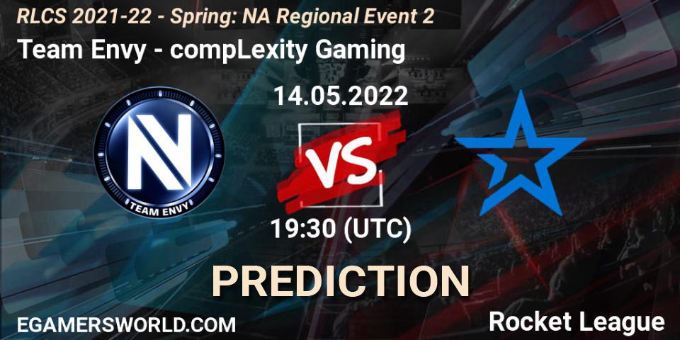 Team Envy contre compLexity Gaming : prédiction de match. 14.05.2022 at 19:30. Rocket League, RLCS 2021-22 - Spring: NA Regional Event 2