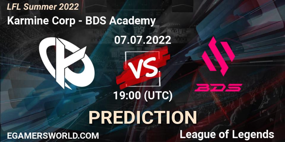 Karmine Corp contre BDS Academy : prédiction de match. 07.07.2022 at 19:00. LoL, LFL Summer 2022