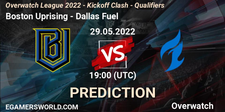 Boston Uprising contre Dallas Fuel : prédiction de match. 29.05.22. Overwatch, Overwatch League 2022 - Kickoff Clash - Qualifiers