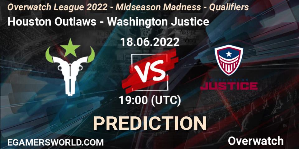 Houston Outlaws contre Washington Justice : prédiction de match. 18.06.22. Overwatch, Overwatch League 2022 - Midseason Madness - Qualifiers