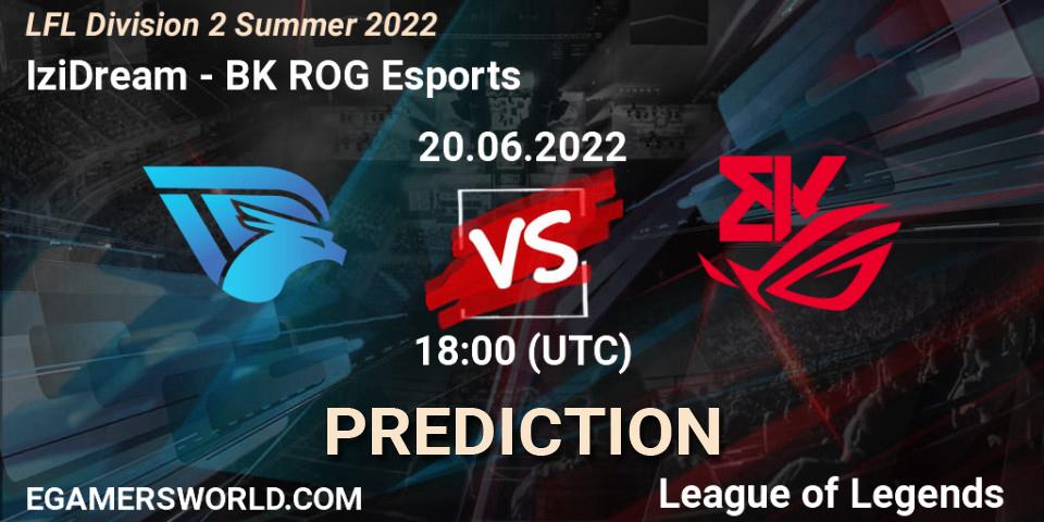 IziDream contre BK ROG Esports : prédiction de match. 20.06.2022 at 18:00. LoL, LFL Division 2 Summer 2022