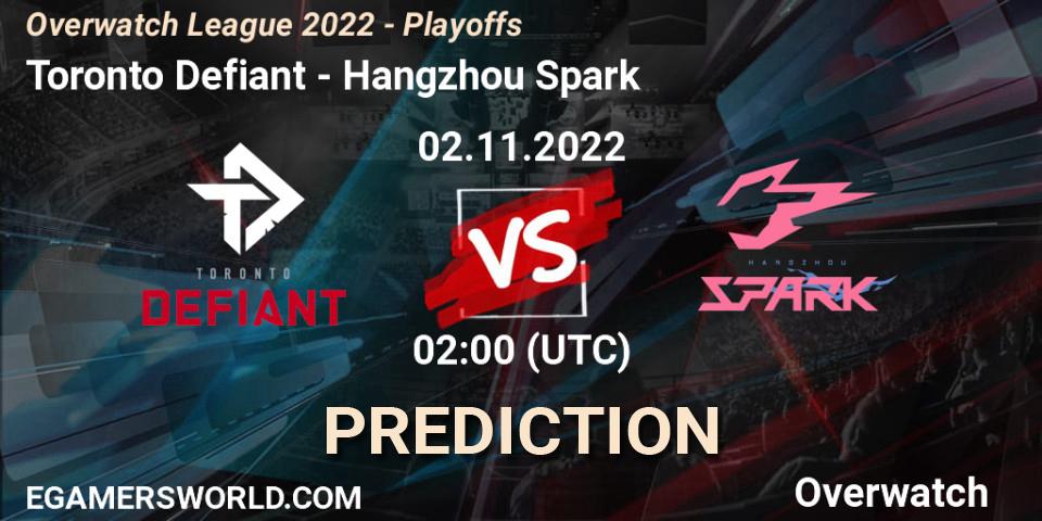 Toronto Defiant contre Hangzhou Spark : prédiction de match. 02.11.22. Overwatch, Overwatch League 2022 - Playoffs