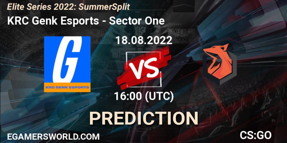 KRC Genk Esports contre Sector One : prédiction de match. 18.08.2022 at 16:00. Counter-Strike (CS2), Elite Series 2022: Summer Split