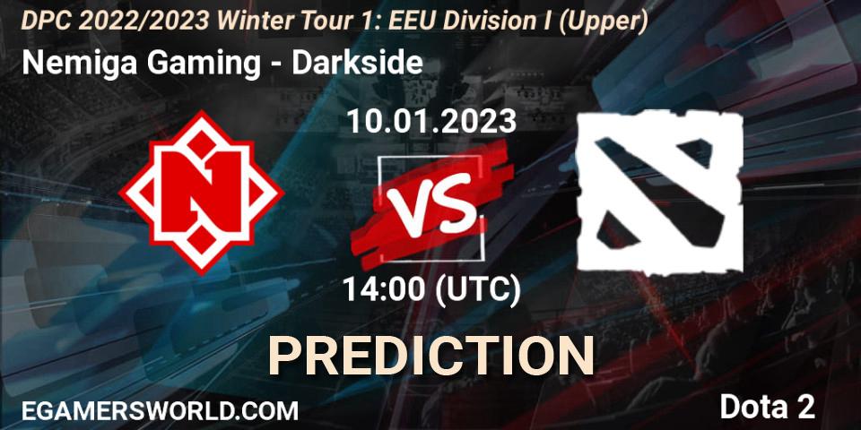 Nemiga Gaming contre Darkside : prédiction de match. 10.01.2023 at 14:16. Dota 2, DPC 2022/2023 Winter Tour 1: EEU Division I (Upper)