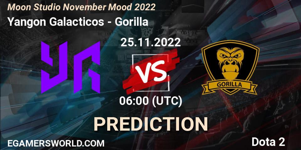 Yangon Galacticos contre Gorilla : prédiction de match. 25.11.2022 at 06:04. Dota 2, Moon Studio November Mood 2022