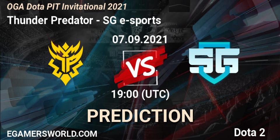 Thunder Predator contre SG e-sports : prédiction de match. 07.09.2021 at 20:07. Dota 2, OGA Dota PIT Invitational 2021