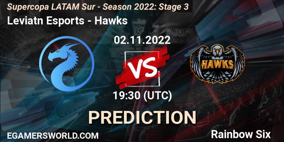 Leviatán Esports contre Hawks : prédiction de match. 02.11.2022 at 19:30. Rainbow Six, Supercopa LATAM Sur - Season 2022: Stage 3