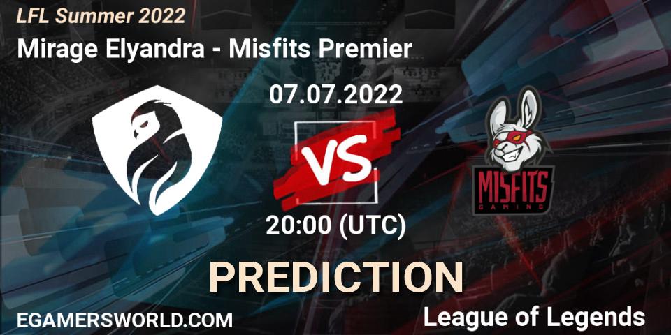 Mirage Elyandra contre Misfits Premier : prédiction de match. 07.07.22. LoL, LFL Summer 2022