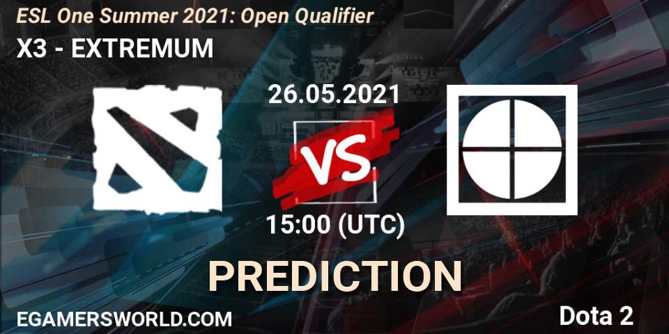 X3 contre EXTREMUM : prédiction de match. 26.05.21. Dota 2, ESL One Summer 2021: Open Qualifier