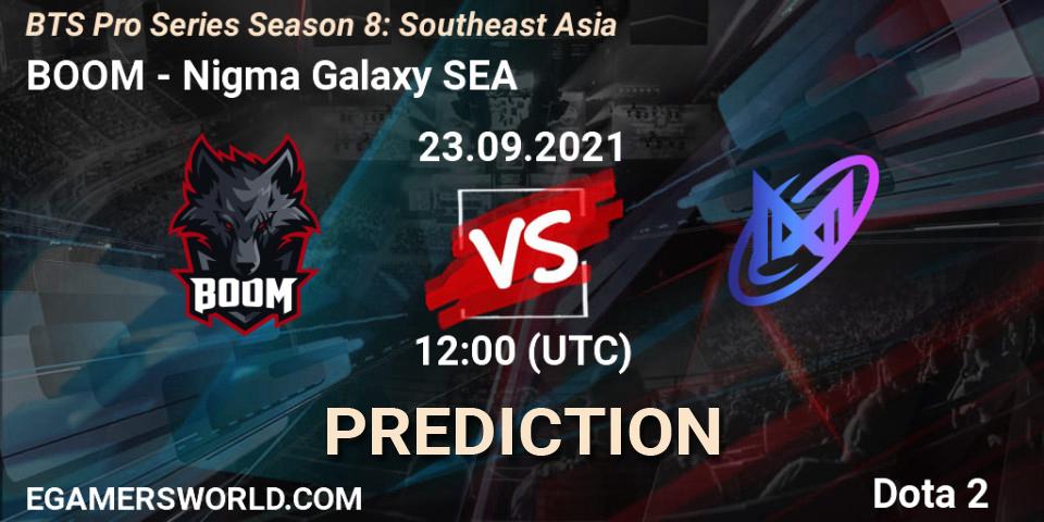 BOOM contre Nigma Galaxy SEA : prédiction de match. 23.09.2021 at 12:21. Dota 2, BTS Pro Series Season 8: Southeast Asia