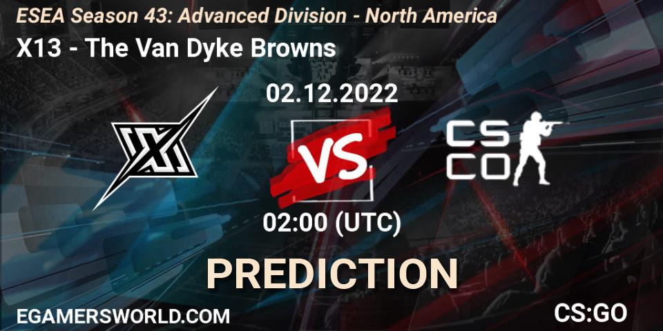 X13 contre The Van Dyke Browns : prédiction de match. 02.12.22. CS2 (CS:GO), ESEA Season 43: Advanced Division - North America