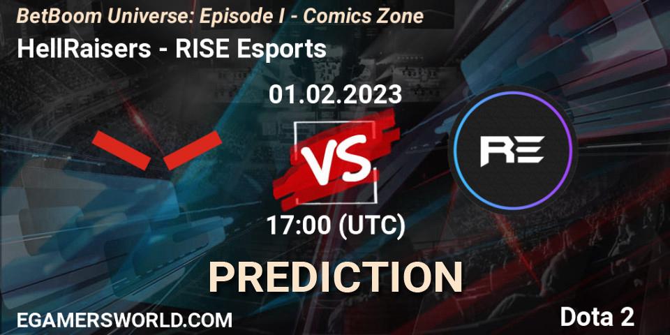HellRaisers contre RISE Esports : prédiction de match. 01.02.23. Dota 2, BetBoom Universe: Episode I - Comics Zone