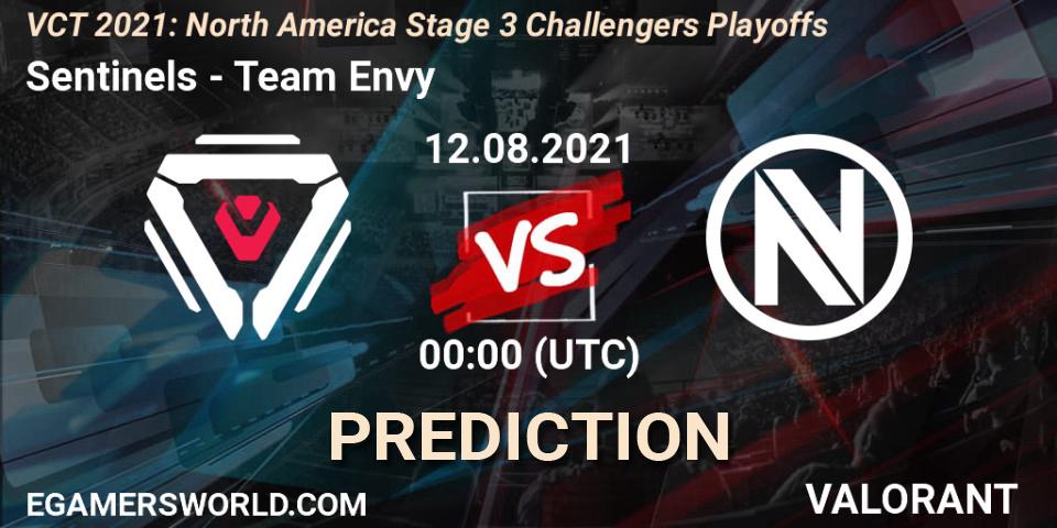 Sentinels contre Team Envy : prédiction de match. 12.08.2021 at 00:00. VALORANT, VCT 2021: North America Stage 3 Challengers Playoffs