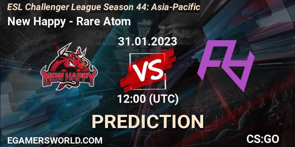 New Happy contre Rare Atom : prédiction de match. 31.01.23. CS2 (CS:GO), ESL Challenger League Season 44: Asia-Pacific