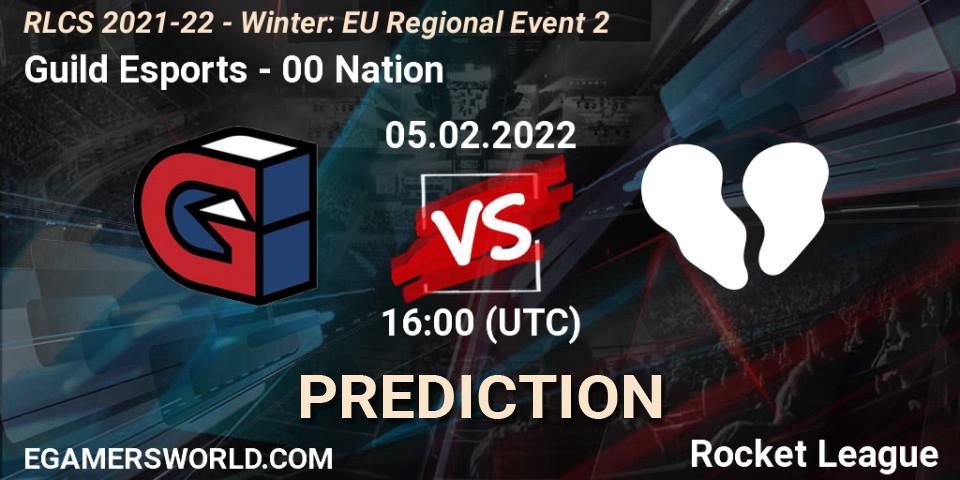 Guild Esports contre 00 Nation : prédiction de match. 05.02.2022 at 16:00. Rocket League, RLCS 2021-22 - Winter: EU Regional Event 2