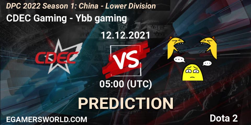 CDEC Gaming contre Ybb gaming : prédiction de match. 12.12.2021 at 04:56. Dota 2, DPC 2022 Season 1: China - Lower Division