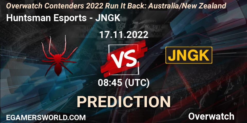 Huntsman Esports contre JNGK : prédiction de match. 17.11.2022 at 10:00. Overwatch, Overwatch Contenders 2022 - Australia/New Zealand - November