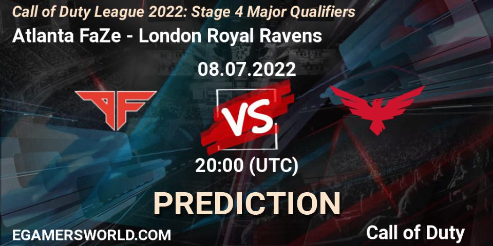 Atlanta FaZe contre London Royal Ravens : prédiction de match. 08.07.2022 at 20:00. Call of Duty, Call of Duty League 2022: Stage 4
