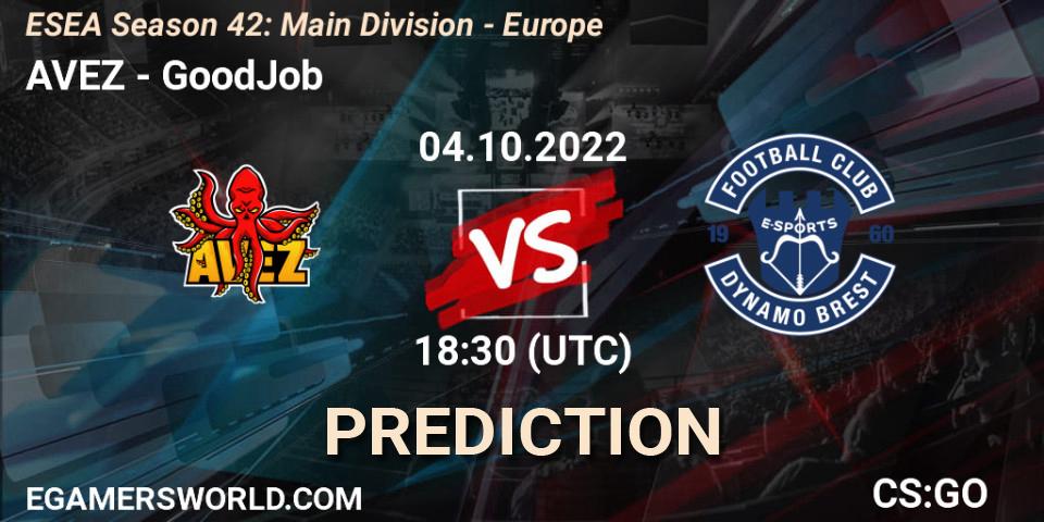 AVEZ contre GoodJob : prédiction de match. 03.10.22. CS2 (CS:GO), ESEA Season 42: Main Division - Europe