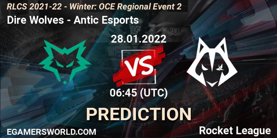 Dire Wolves contre Antic Esports : prédiction de match. 28.01.2022 at 06:45. Rocket League, RLCS 2021-22 - Winter: OCE Regional Event 2