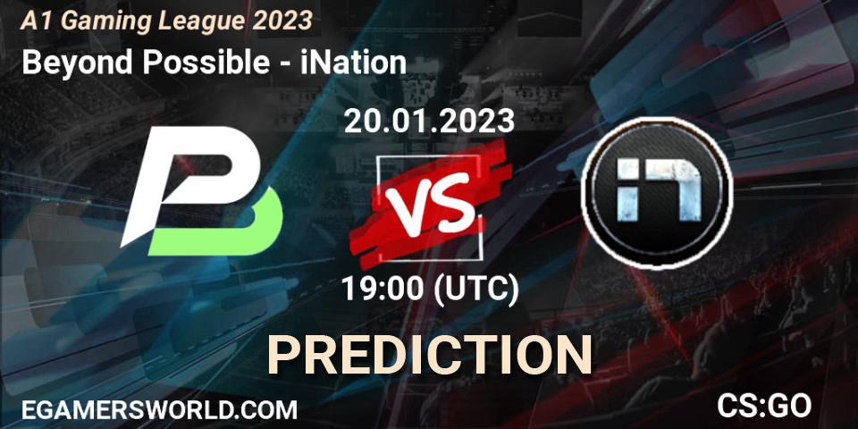 Beyond Possible contre iNation : prédiction de match. 20.01.2023 at 19:00. Counter-Strike (CS2), A1 Gaming League 2023