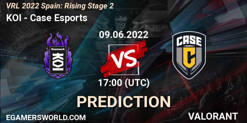 KOI contre Case Esports : prédiction de match. 09.06.2022 at 17:10. VALORANT, VRL 2022 Spain: Rising Stage 2