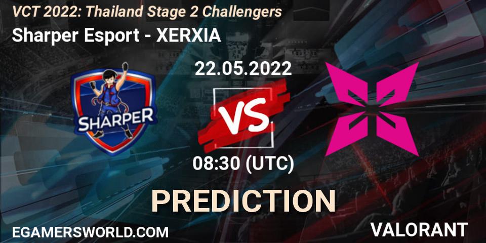 Sharper Esport contre XERXIA : prédiction de match. 22.05.2022 at 08:30. VALORANT, VCT 2022: Thailand Stage 2 Challengers
