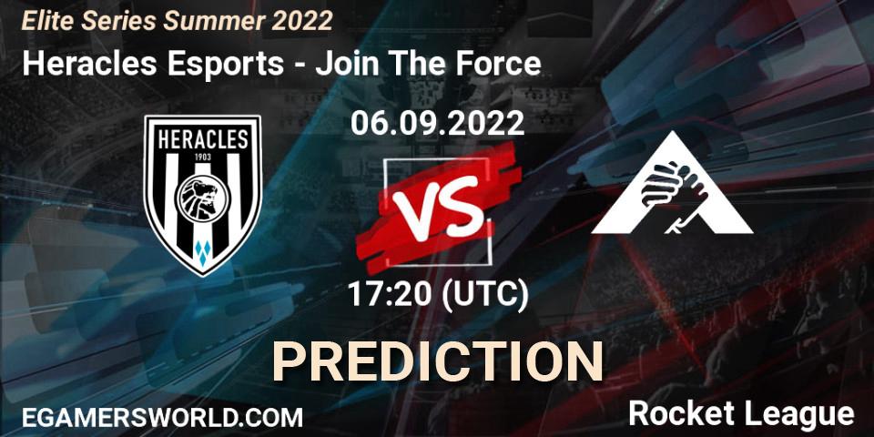 Heracles Esports contre Join The Force : prédiction de match. 06.09.2022 at 17:20. Rocket League, Elite Series Summer 2022